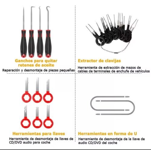 112 Piezas Juego Extracción Interior Coche Herramienta Extracción Estereo Coche Alicates de Interior Diy Juego de Herramienta