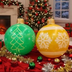 Bola de Navidad Inflable Gigante de 60 cm Apta para Exterior de Material Duradero para Decoración Navideña Ideal para Exteriores