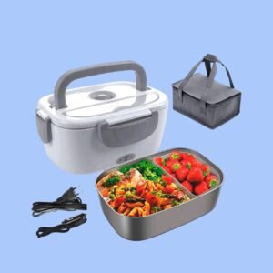Fiambrera Eléctrica 2 en 1 con Recipiente de Acero para Coche y Hogar Ideal para Uso Diario Mantén Alimentos Frescos y Calientes