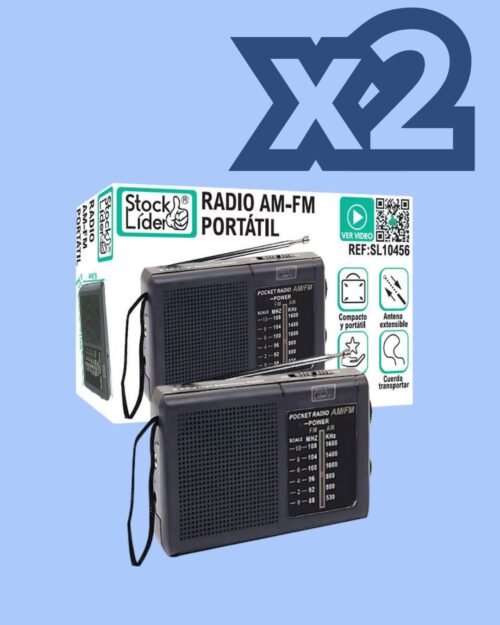 ·Pack x2 Radios a Pilas Portátiles AM-FM Compactos con Antena Extensible y Cuerda de Transporte Ideal para Uso Diario·
