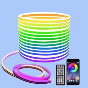 Tira de Luces LED de Neón Resistente al Agua 15M con Aplicación Bluetooth Luz LED Flexible para Exteriores Control por App Ideal para Uso Exteriores