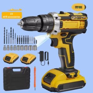 Taladro con Martillo Inalámbrico 2 Baterías 32 Ajustes de Par 2 Velocidades Maletín para Reparación