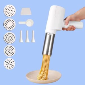 Fabricante de Fideos Eléctrico Inalámbrico con 5 Moldes y Accesorios de Acero Inoxidable 304 Diseño Portátil y Fácil Uso 1500 mAh