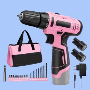 Taladro Atornillador 45Nm con 2 Baterías Accesorios y Mochila Rosa Potente y Duradero para Tareas Constantes y Precisas Control de Precisión Doble Velocidad 18+1 Par de Apriete Inteligente
