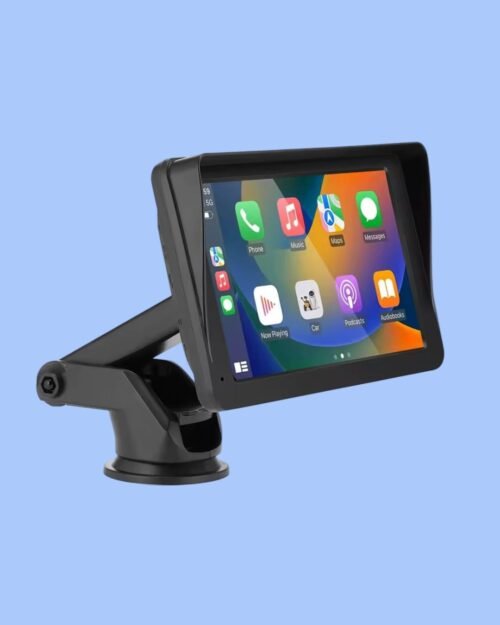 Radio Portátil para Coche con Pantalla Táctil 7 Pulgadas, Reproductor de Vídeo Multimedia, CarPlay Inalámbrico y Bluetooth 5.0, Función de Transmisión FM, Tarjetas TF y USB, Android Auto Compatible