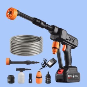 Máquina de lavado de coches eléctrica 48V MAX para limpieza del jardín y hogar con gran rango de pulverización y herramienta portátil 30.000 rpm 3,7 l/min