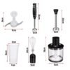 Batidora eléctrica 4 en 1, Acero inoxidable, 500W, 2 velocidades, Turbo, Mango antideslizante, Accesorios incluidos