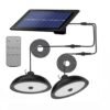Luz Solar con 2 Lámparas Impermeables 156 LED Sensor de Movimiento Control Remoto Panel Solar 3.7W 4 Modos de Iluminación Ideal para Exteriores