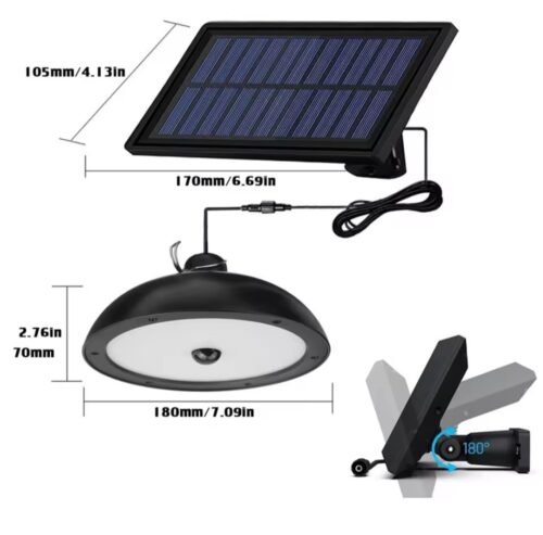 Luz Solar con 2 Lámparas Impermeables 156 LED Sensor de Movimiento Control Remoto Panel Solar 3.7W 4 Modos de Iluminación Ideal para Exteriores