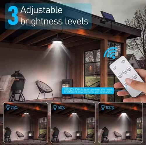 Luz Solar con 2 Lámparas Impermeables 156 LED Sensor de Movimiento Control Remoto Panel Solar 3.7W 4 Modos de Iluminación Ideal para Exteriores