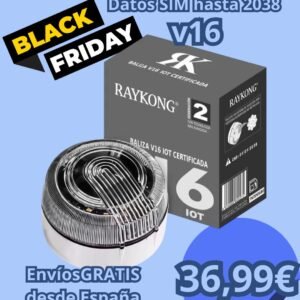 Baliza v16 Homologada dgt con Geolocalizador, Luz Emergencia LED de Coche y Moto, Conexión DGT 3.0, Datos SIM Incluidos hasta 2038