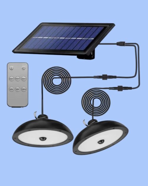 Luz Solar con 2 Lámparas Impermeables 156 LED Sensor de Movimiento Control Remoto Panel Solar 3.7W 4 Modos de Iluminación Ideal para Exteriores